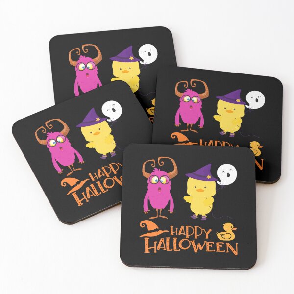 Item preview, Witch Duck and Pink Monster - Happy Halloween designed and sold by DavidsDucks.