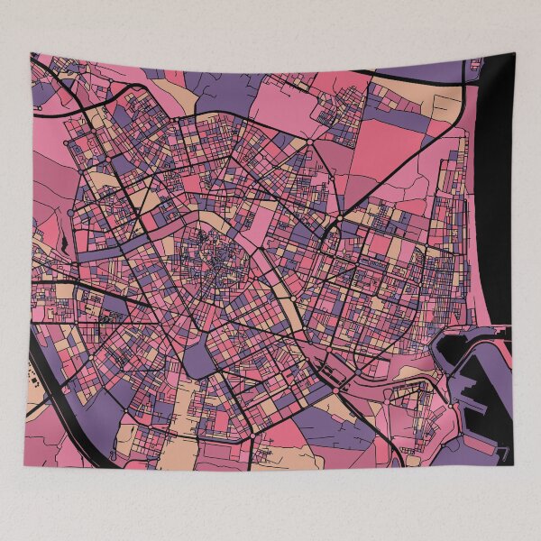 Item preview, Valencia Map Pattern in Purple & Pink designed and sold by PatternMaps.