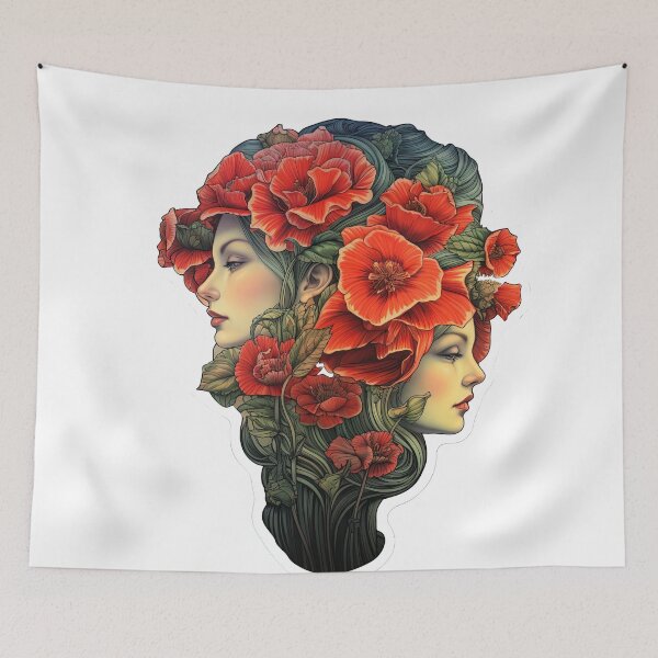 Item preview, Two girls in red flowers designed and sold by abmkf.