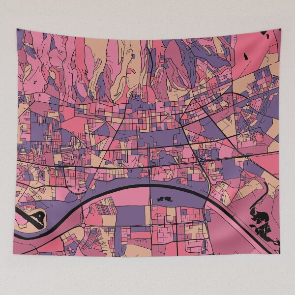 Item preview, Zagreb Map Pattern in Purple & Pink designed and sold by PatternMaps.