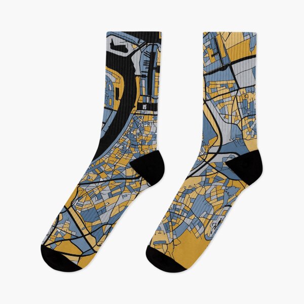 Item preview, Antwerp Map Pattern in Blue & Gold designed and sold by PatternMaps.