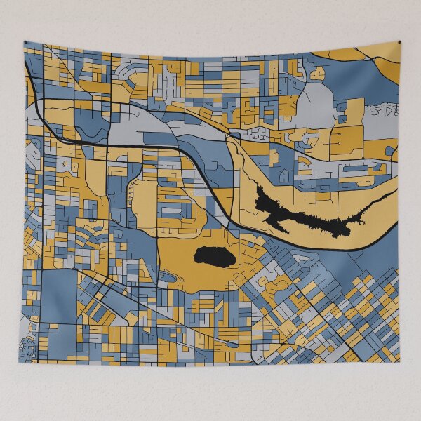 Item preview, Burnaby Map Pattern in Blue & Gold designed and sold by PatternMaps.