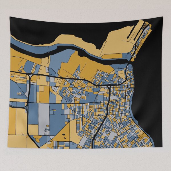 Item preview, Corpus Christi Map Pattern in Blue & Gold designed and sold by PatternMaps.