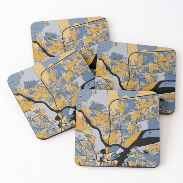 Item preview, Gatineau Map Pattern in Blue & Gold designed and sold by PatternMaps.