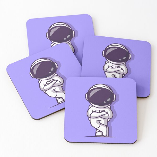 Item preview, Cosmic Contemplation: Cute Astronaut Standing with Folding Hands Cartoon Vector Icon Illustration designed and sold by hjian8219.