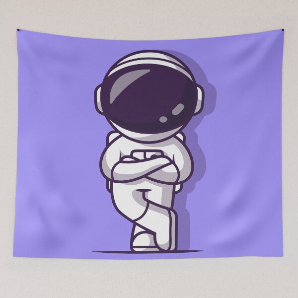 Item preview, Cosmic Contemplation: Cute Astronaut Standing with Folding Hands Cartoon Vector Icon Illustration designed and sold by hjian8219.