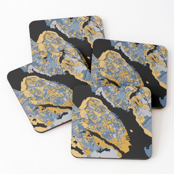 Item preview, Halifax Map Pattern in Blue & Gold designed and sold by PatternMaps.