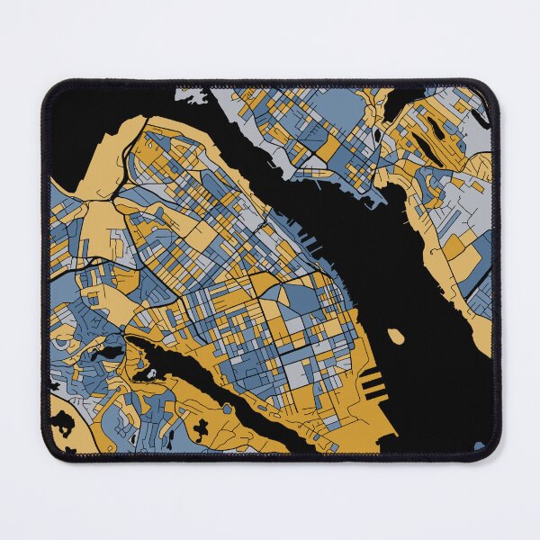 Artikelvorschau, Halifax-Kartenmuster in Blau und Gold entworfen und verkauft von PatternMaps.