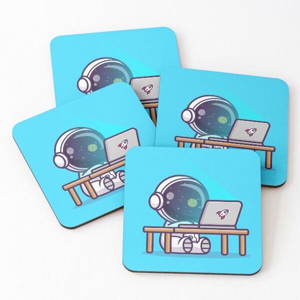 Item preview, Cosmic Workspace: Cute Astronaut Working on Laptop Cartoon Vector Icon Illustration designed and sold by hjian8219.