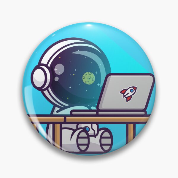 Item preview, Cosmic Workspace: Cute Astronaut Working on Laptop Cartoon Vector Icon Illustration designed and sold by hjian8219.