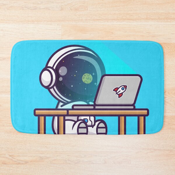 Item preview, Cosmic Workspace: Cute Astronaut Working on Laptop Cartoon Vector Icon Illustration designed and sold by hjian8219.