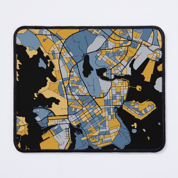 Item preview, Helsinki Map Pattern in Blue & Gold designed and sold by PatternMaps.