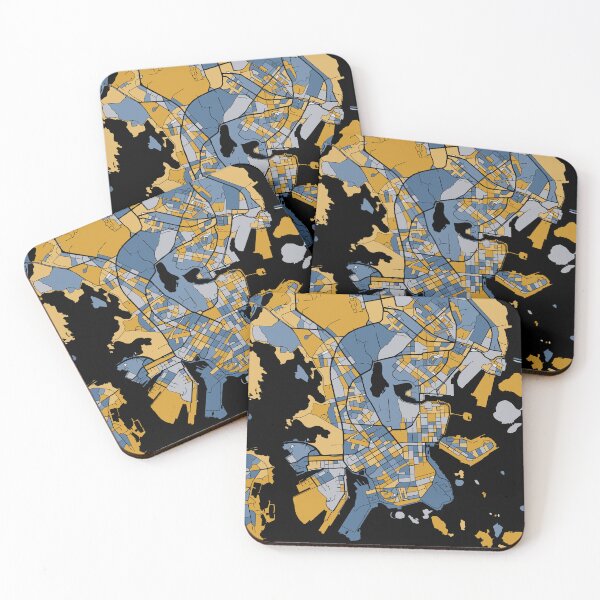 Item preview, Helsinki Map Pattern in Blue & Gold designed and sold by PatternMaps.