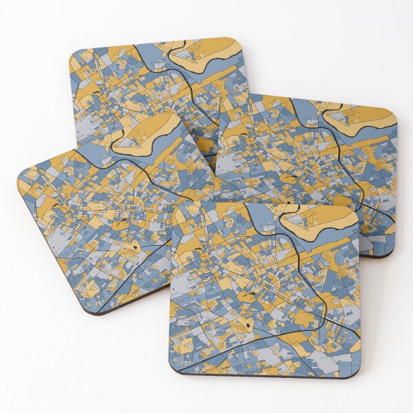 Item preview, Kitchener Map Pattern in Blue & Gold designed and sold by PatternMaps.