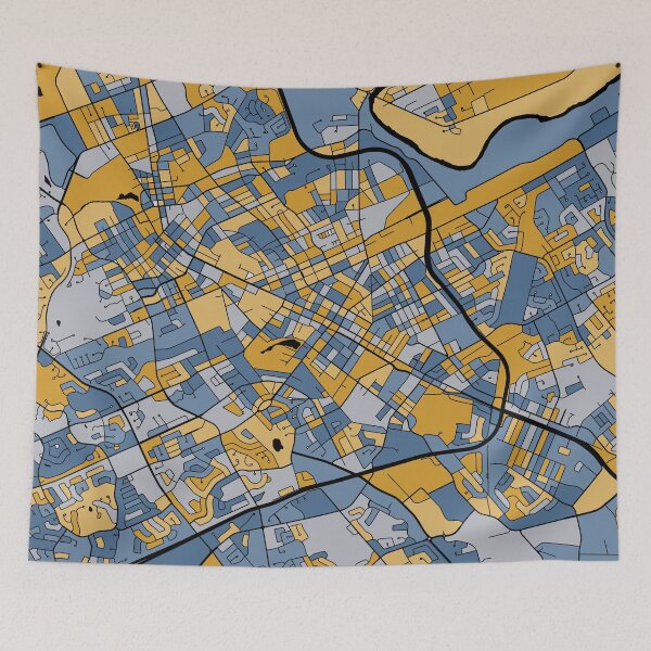 Item preview, Kitchener Map Pattern in Blue & Gold designed and sold by PatternMaps.