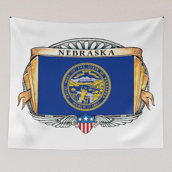 Item preview, Nebraska Art Deco Design with Flag designed and sold by Cleave.