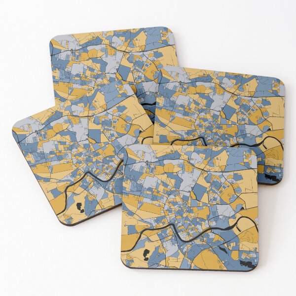 Item preview, Kraków Map Pattern in Blue & Gold designed and sold by PatternMaps.