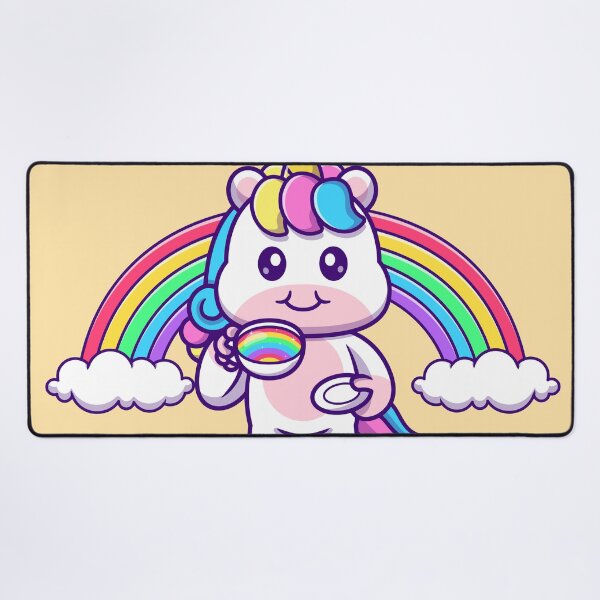 Item preview, Unicorn's Coffee Break: Cute Unicorn Enjoying Coffee with Rainbow Cartoon Vector Illustration designed and sold by hjian8219.