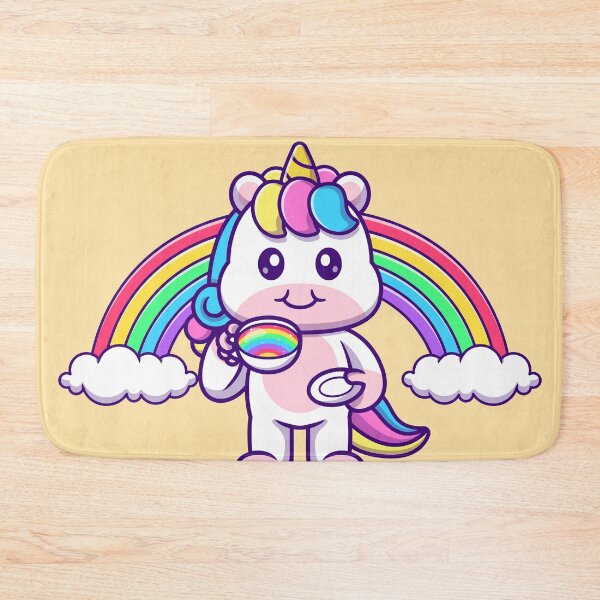 Item preview, Unicorn's Coffee Break: Cute Unicorn Enjoying Coffee with Rainbow Cartoon Vector Illustration designed and sold by hjian8219.