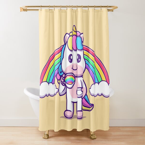 Item preview, Unicorn's Coffee Break: Cute Unicorn Enjoying Coffee with Rainbow Cartoon Vector Illustration designed and sold by hjian8219.