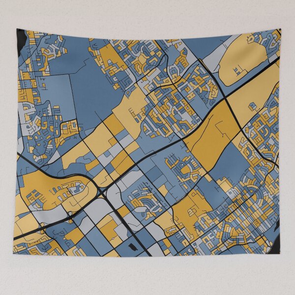 Item preview, Laval Map Pattern in Blue & Gold designed and sold by PatternMaps.