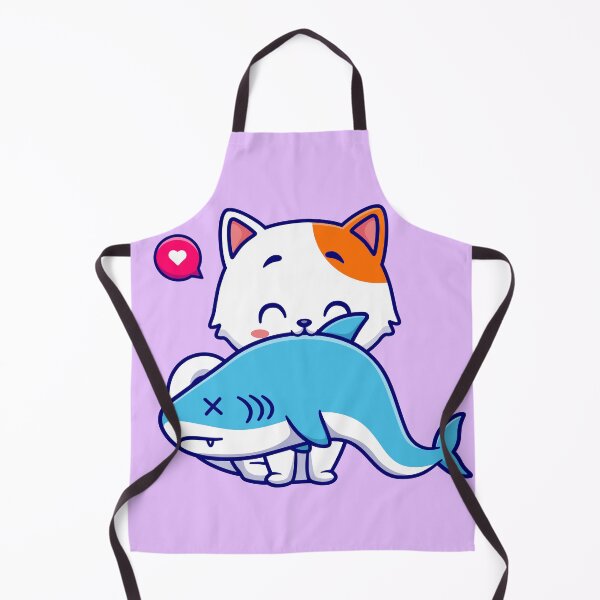 Item preview, Fearless Feline: Cute Cat Biting Shark Fish Cartoon Vector Icon Illustration designed and sold by hjian8219.