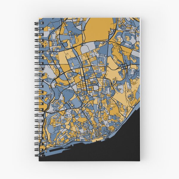Item preview, Lisbon Map Pattern in Blue & Gold designed and sold by PatternMaps.