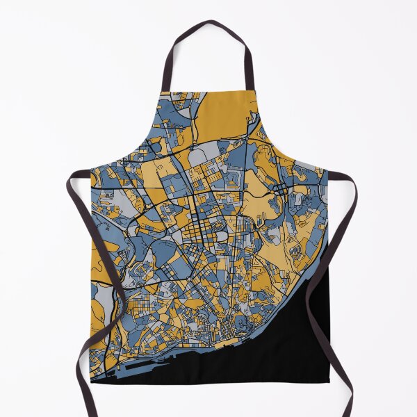 Item preview, Lisbon Map Pattern in Blue & Gold designed and sold by PatternMaps.