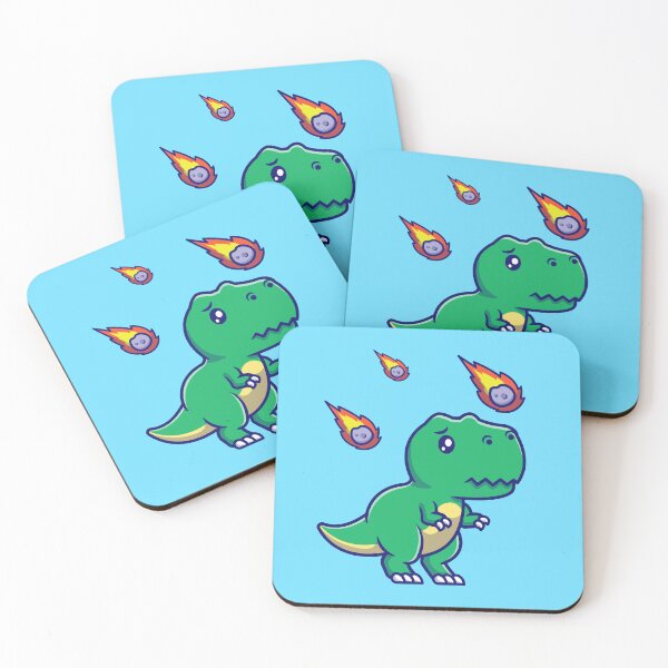 Item preview, Dino Desolation: Cute Dinosaur Sad with Meteor Cartoon Vector Icon Illustration designed and sold by hjian8219.