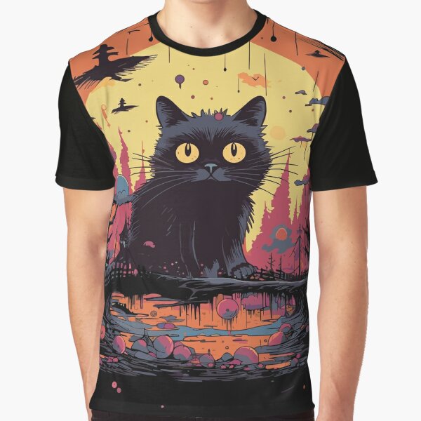 Roblox T-shirt // Black and orange pusheen themed halloween top