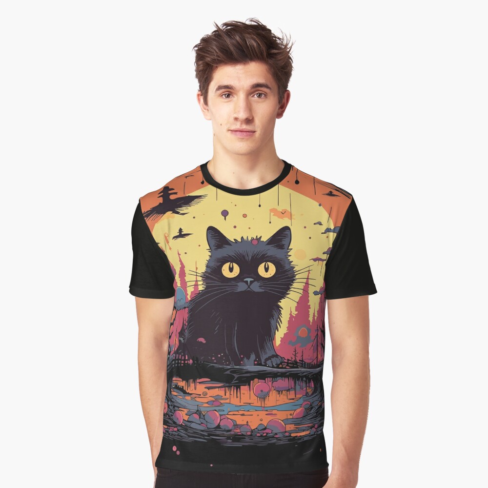 Roblox T-shirt // Black and orange pusheen themed halloween top