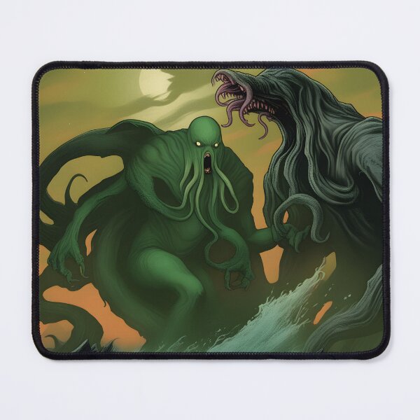 Item preview, Cthulhu fighting a sea monster designed and sold by Maths-4-Nerds.