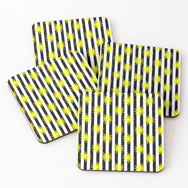 Item preview, Black and White Stripes with Yellow Sundisk Pattern designed and sold by PatternTitan.