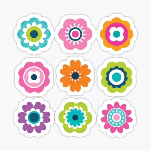 Mod Flowers - Spring Colors Sticker