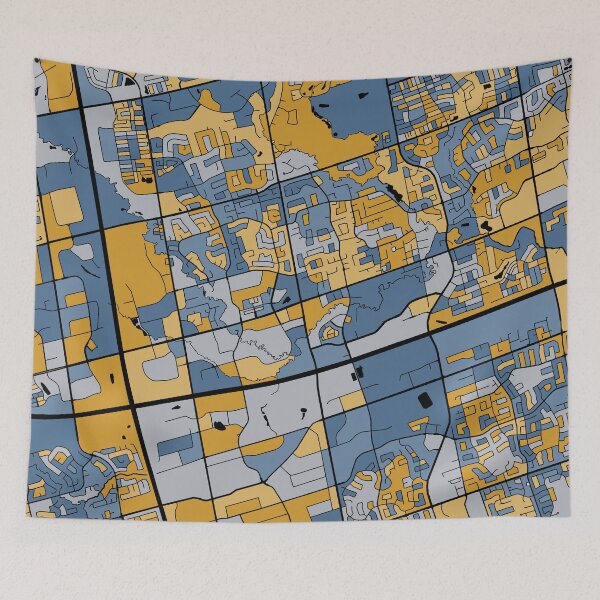 Item preview, Markham Map Pattern in Blue & Gold designed and sold by PatternMaps.