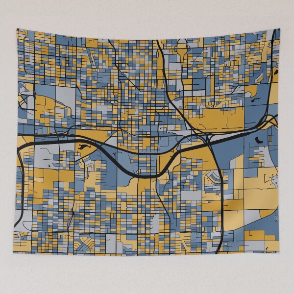 Item preview, Oklahoma City Map Pattern in Blue & Gold designed and sold by PatternMaps.