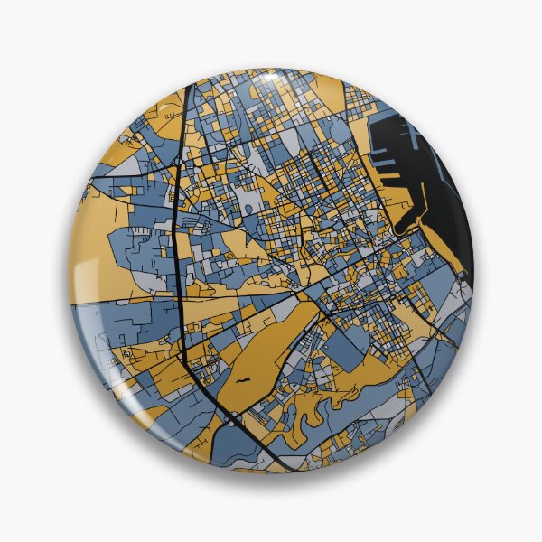 Item preview, Palermo Map Pattern in Blue & Gold designed and sold by PatternMaps.