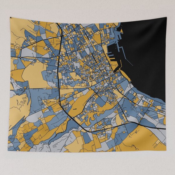 Item preview, Palermo Map Pattern in Blue & Gold designed and sold by PatternMaps.