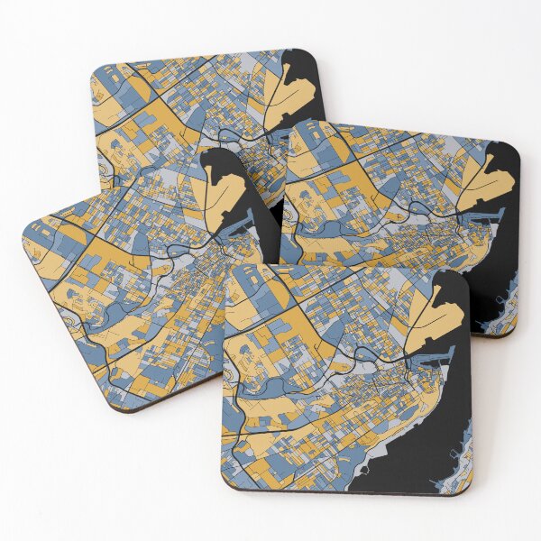 Item preview, Quebec City Map Pattern in Blue & Gold designed and sold by PatternMaps.