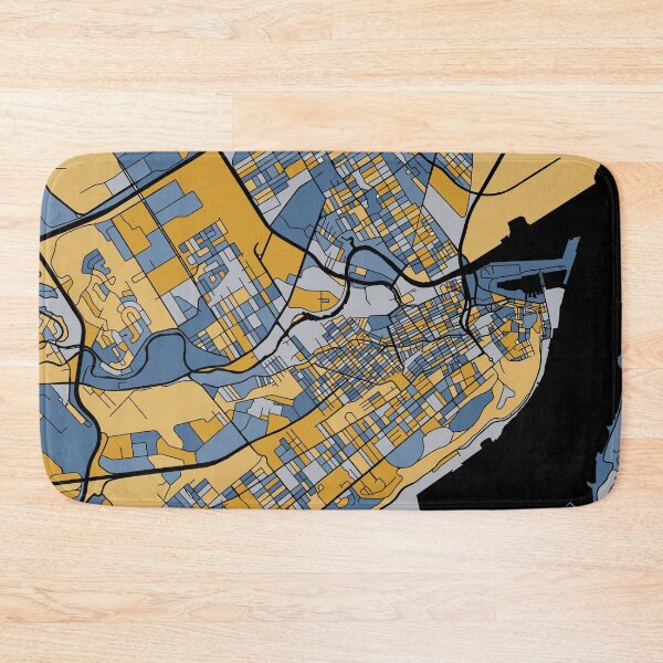 Item preview, Quebec City Map Pattern in Blue & Gold designed and sold by PatternMaps.