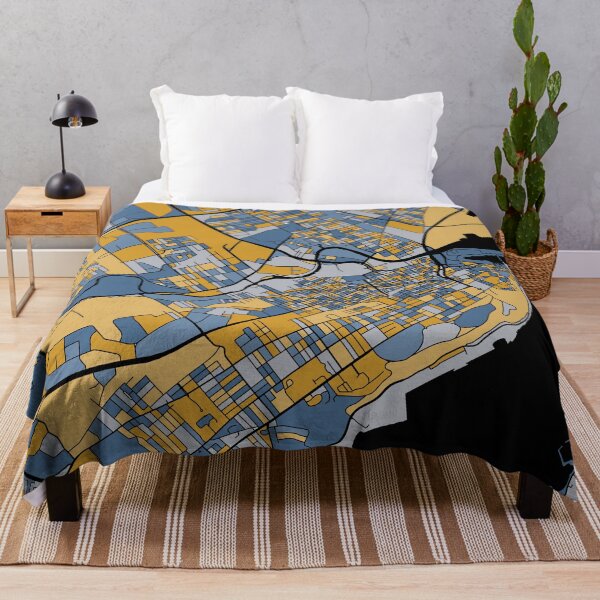 Item preview, Quebec City Map Pattern in Blue & Gold designed and sold by PatternMaps.