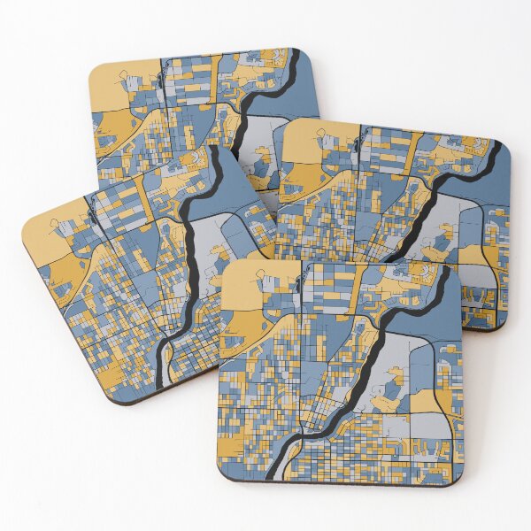 Item preview, Saskatoon Map Pattern in Blue & Gold designed and sold by PatternMaps.