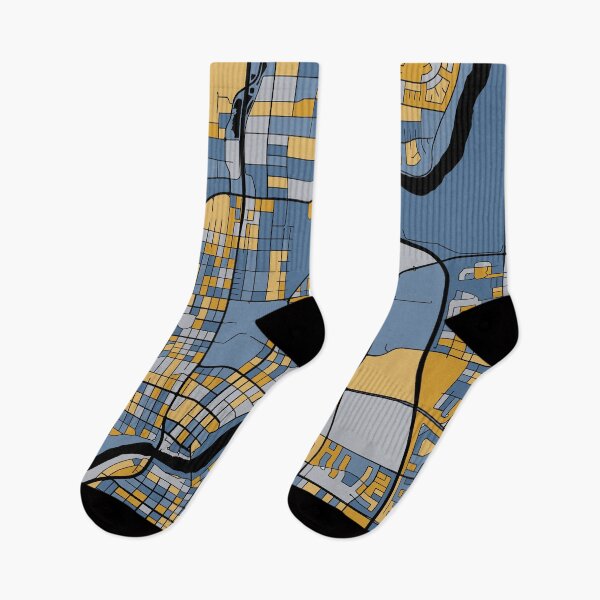 Item preview, Saskatoon Map Pattern in Blue & Gold designed and sold by PatternMaps.