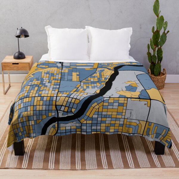 Item preview, Saskatoon Map Pattern in Blue & Gold designed and sold by PatternMaps.