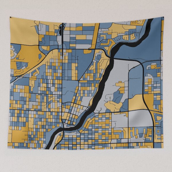 Item preview, Saskatoon Map Pattern in Blue & Gold designed and sold by PatternMaps.