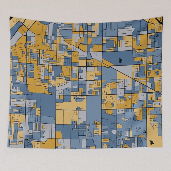 Item preview, Surrey Map Pattern in Blue & Gold designed and sold by PatternMaps.