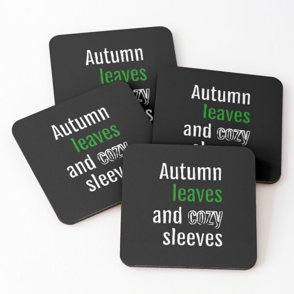 Artikelvorschau, Herbstblätter und kuschelige Ärmel (Black Edition) entworfen und verkauft von QuotopiaThreads.