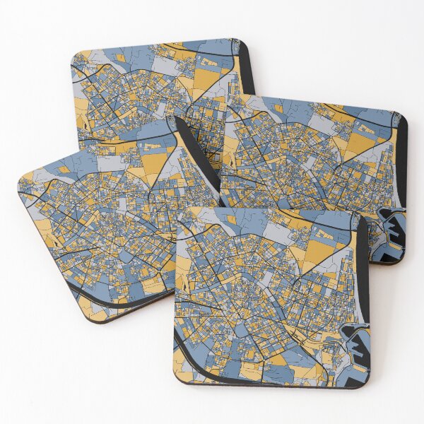 Item preview, Valencia Map Pattern in Blue & Gold designed and sold by PatternMaps.