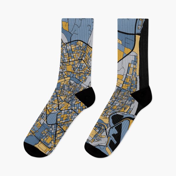 Item preview, Valencia Map Pattern in Blue & Gold designed and sold by PatternMaps.