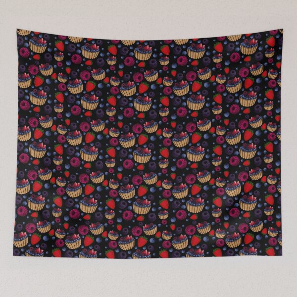 Item preview, Berry Sweet Tart Pattern (Black) designed and sold by honeybeepaper.